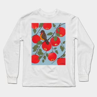 APPLE Tree Bird Artwork Long Sleeve T-Shirt